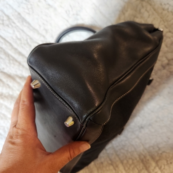 Vintage Coach linen handbag with leather accents - Picture 4 of 13